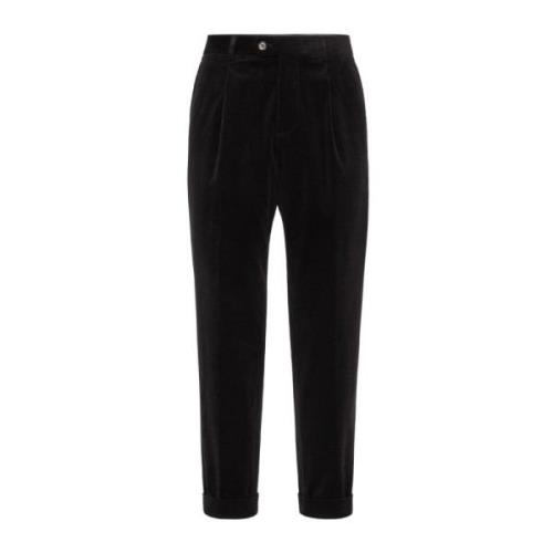 Zwarte Corduroy Plooi Broek Brunello Cucinelli , Black , Heren