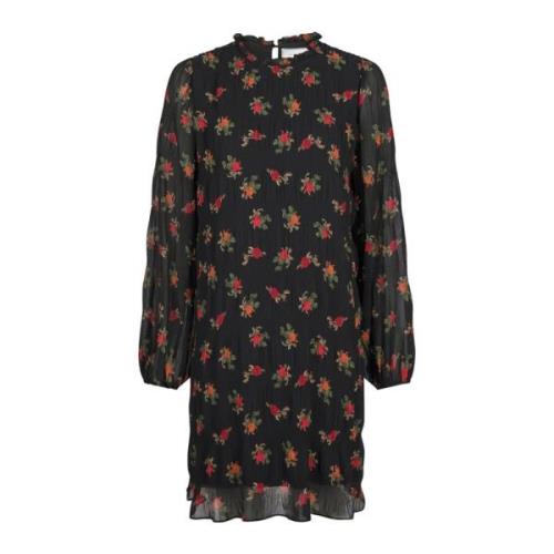 Bloemen Geplooide Jurk Zwart Neo Noir , Black , Dames