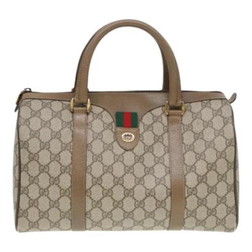 Pre-owned Leather travel-bags Gucci Vintage , Beige , Dames