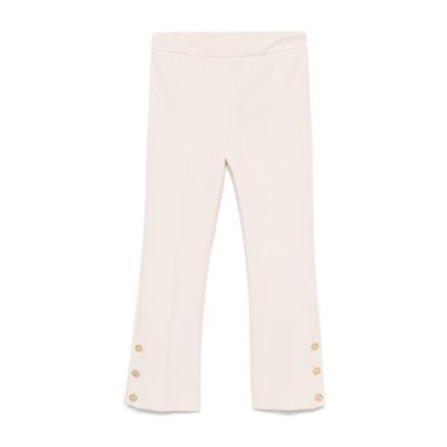 Witte Cropped Broek met Chique Details Twinset , White , Dames