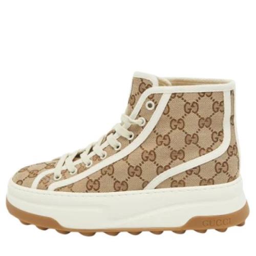 Pre-owned Canvas sneakers Gucci Vintage , Beige , Dames