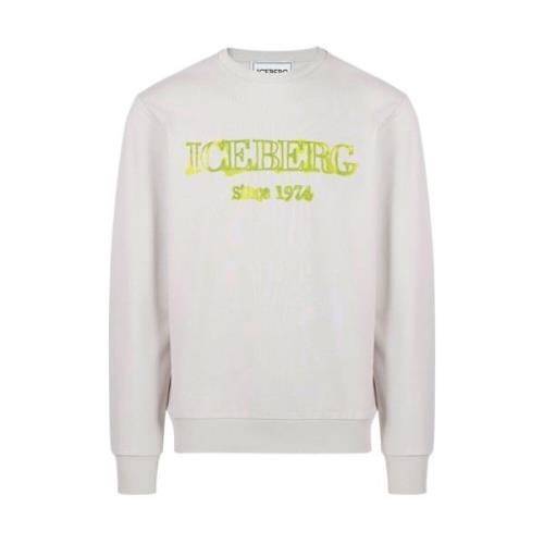 Sweatshirt met capuchon en logo Iceberg , Gray , Heren