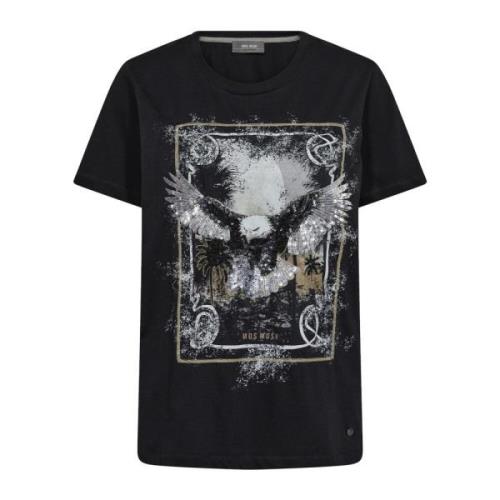 Grafische Print T-shirt Zwart MOS Mosh , Black , Dames