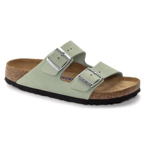 Comfortabele Leren Sandalen Birkenstock , Green , Dames