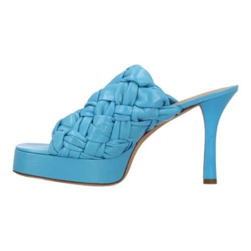 Leather sandals Bottega Veneta , Blue , Dames