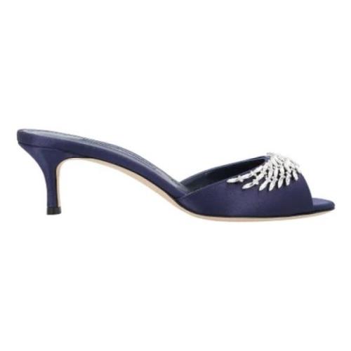 Silk mules Manolo Blahnik , Blue , Dames