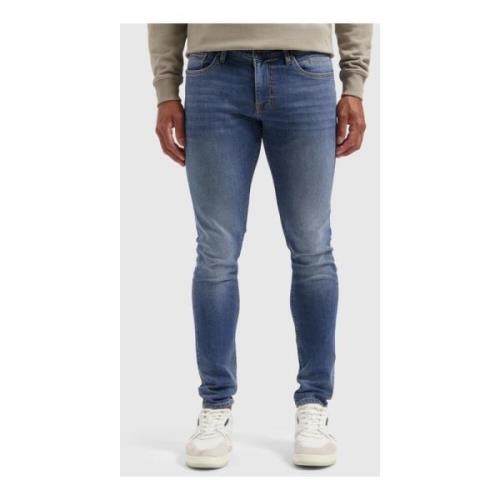 Mannen Skinny Blauwe Jeans Trendy Stijl Pure Path , Blue , Heren