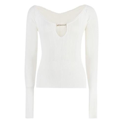 Gebreide viscosemix longsleeve top Jacquemus , White , Dames