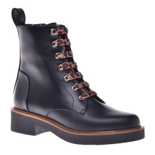 Combat boots in black leather Baldinini , Black , Dames