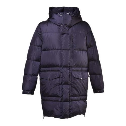 Down jacket in blue nylon Baldinini , Blue , Heren