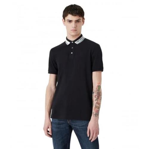 Navy Blue Logo Polo Shirt Armani , Blue , Heren