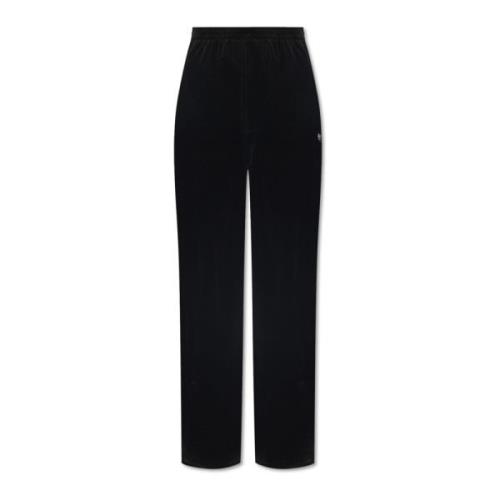 Veloursweatpants met logo Balenciaga , Black , Dames