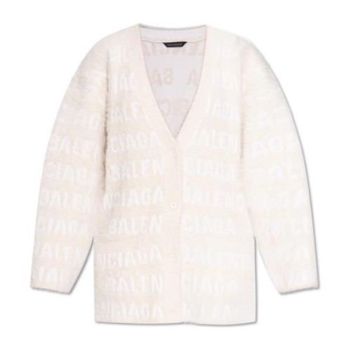 Cardigan met monogram Balenciaga , Beige , Dames