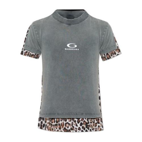 T-shirt gemaakt van gecombineerde materialen Balenciaga , Gray , Unise...