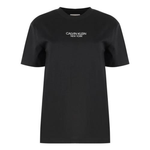 Geribbeld Katoenen T-shirt Calvin Klein , Black , Dames