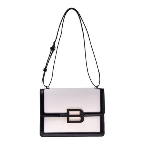 Leather crossbody bag in black and white Baldinini , White , Dames