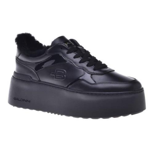 Trainers in black leather Baldinini , Black , Dames