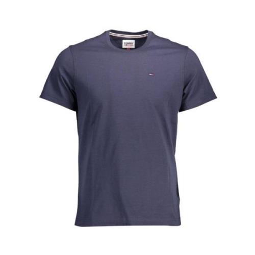 Blauw Katoenen T-shirt met Borduurwerk Tommy Hilfiger , Blue , Heren