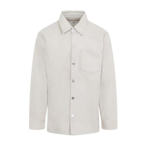 Neutrale Casual Shirt Aw24 Ami Paris , Beige , Heren