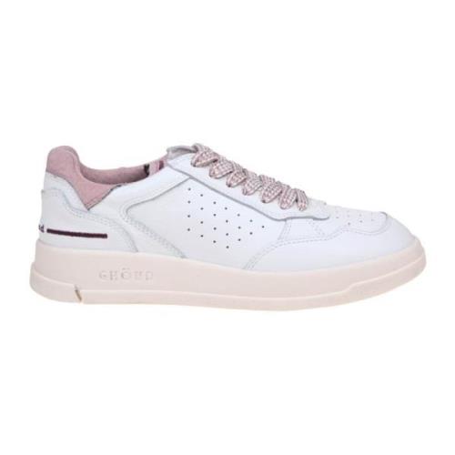 Witte/Roze Leren Sneakers Ghoud , White , Dames