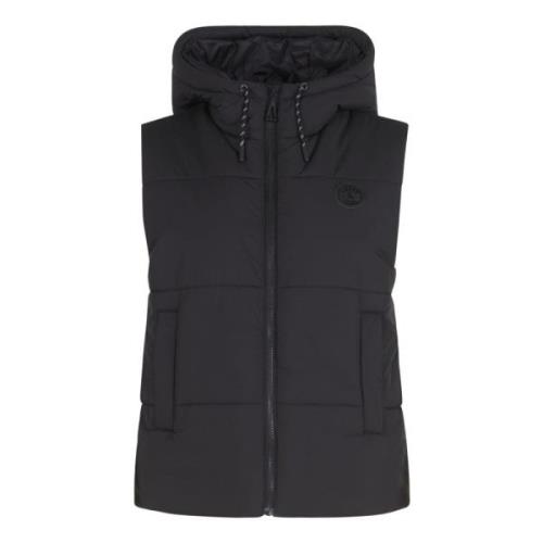 Gewatteerd Vest met Capuchon en Ritsdetails Amber & June , Black , Dam...