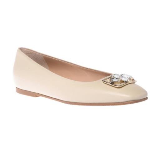 Ballerina pump in vanilla leather Baldinini , Beige , Dames