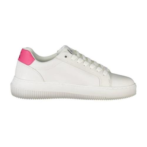 Witte Sneakers met Contrasterende Details Calvin Klein , White , Dames