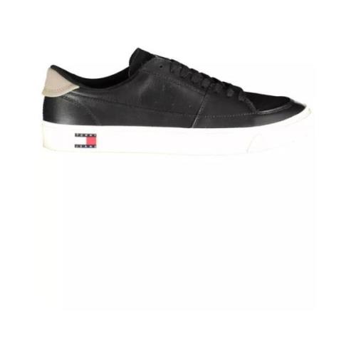 Zwarte Polyester Sneaker met Contrasterende Details Tommy Hilfiger , B...