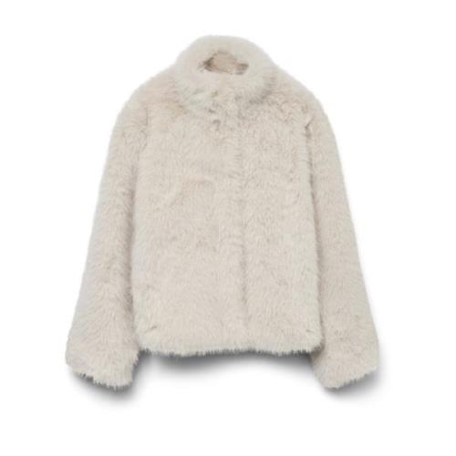 Faux Fur Short Jacket Outerwear Vero Moda , Beige , Dames