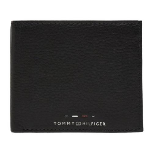 Zwarte Leren Binnen Zak Portemonnee Tommy Hilfiger , Black , Heren