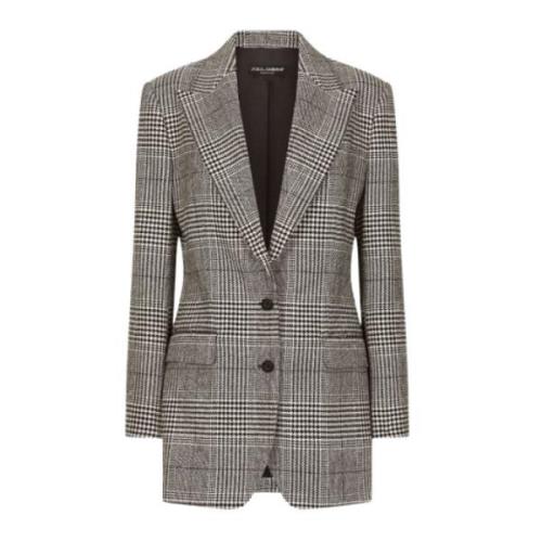 Geruite Double-Breasted Blazer Dolce & Gabbana , Gray , Dames