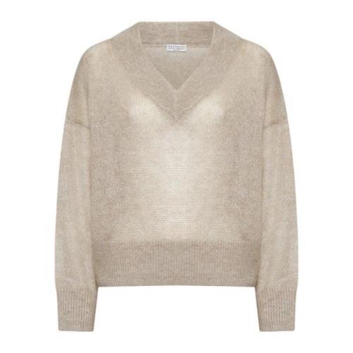 Luxe Sweaters Collectie Brunello Cucinelli , Beige , Dames