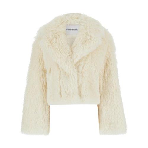 Witte Geknipte Faux Fur Jas Stand Studio , White , Dames