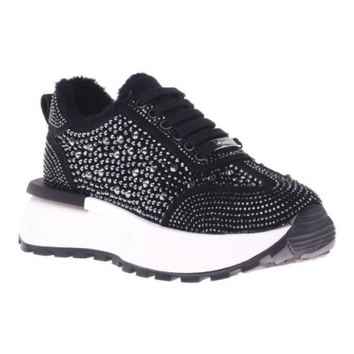 Trainers in black suede leather with rhinestones Baldinini , Black , D...