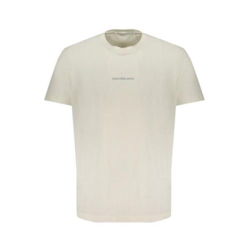 Heren T-shirt met korte mouwen van katoen Calvin Klein , White , Heren