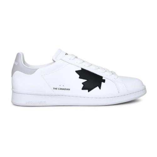 Witte Leren Sneaker Boxer Dsquared2 , White , Heren