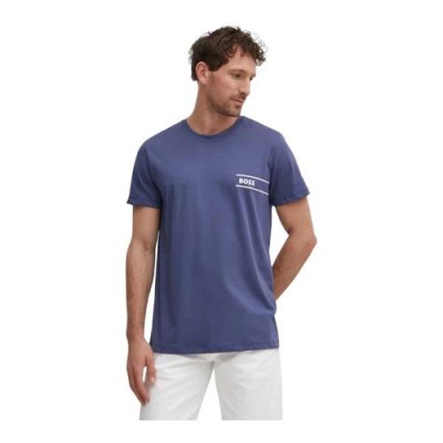 Blauw Katoenen T-shirt, Ronde Hals, Korte Mouwen Hugo Boss , Blue , He...