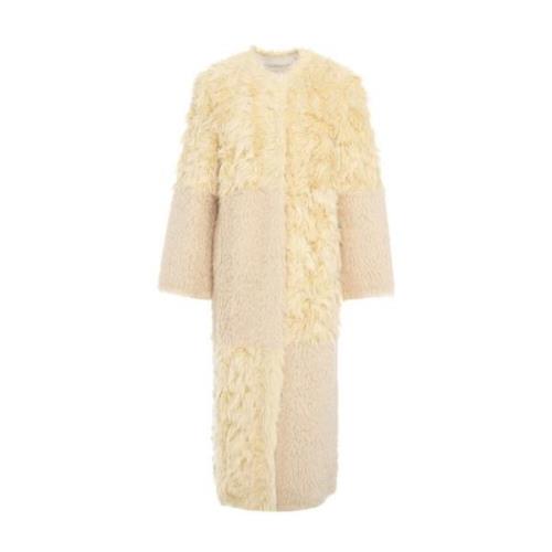 Beige Faux Fur Shearling Winterjas Stand Studio , Beige , Dames