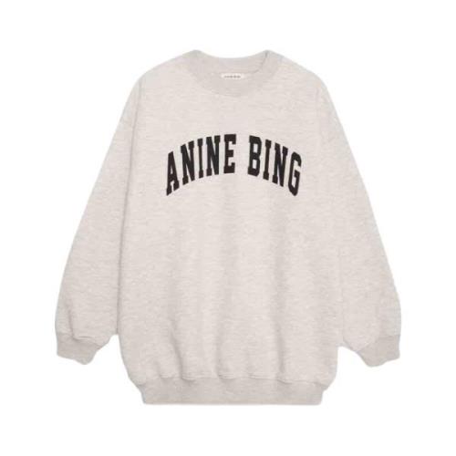 Oversize College Sweatshirt Faded Black Anine Bing , Beige , Dames