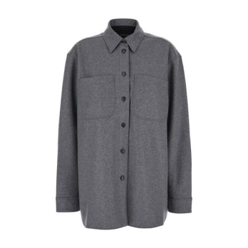 Grijze Oversized Wollen Jas voor Vrouwen Andamane , Gray , Dames