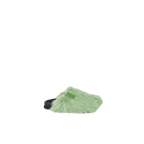 Slipper met harig garen Msgm , Green , Dames