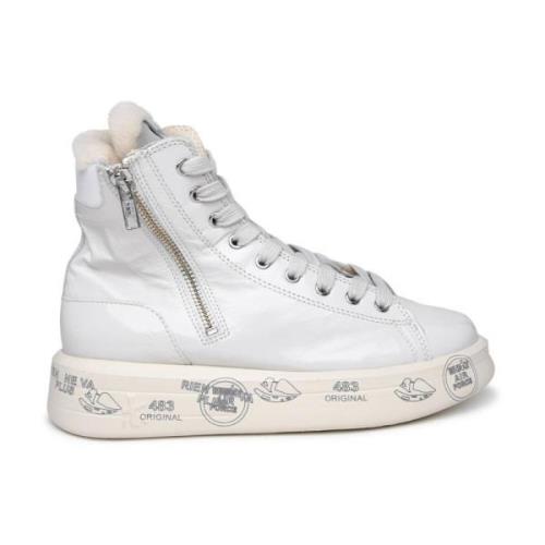 Witte wollen gevoerde sneakers met zijrits Premiata , White , Dames