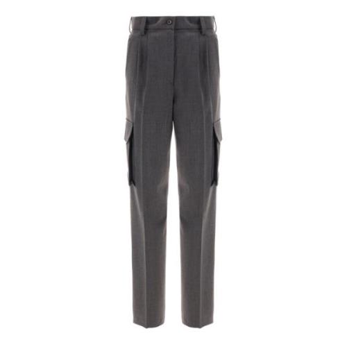 Cargo Broek in Grijs Wolmix Herno , Gray , Dames