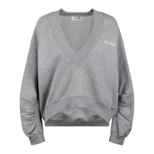 Logo-rubberised katoenen sweatshirt met V-hals The Attico , Gray , Dam...