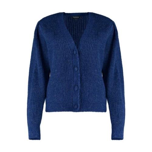 V-hals Cardigan met Ballonmouwen Bloomings , Blue , Dames