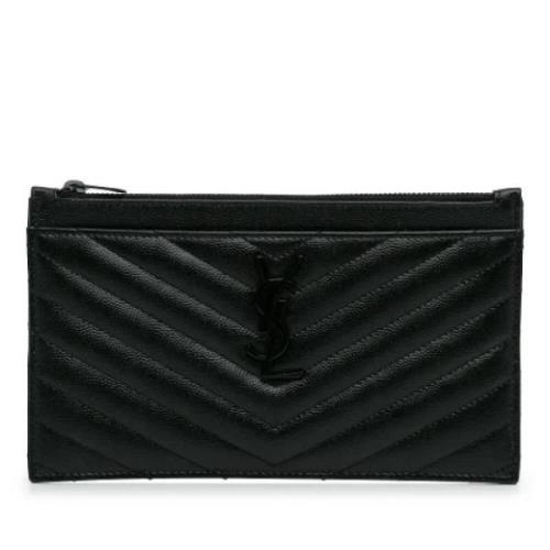 Pre-owned Leather wallets Yves Saint Laurent Vintage , Black , Dames