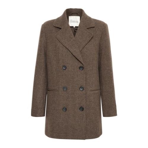 Klassieke Wollen Jas Seal Brown Melange My Essential Wardrobe , Brown ...