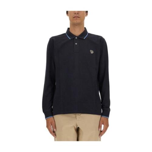 Zebra Patch Polo Shirt PS By Paul Smith , Blue , Heren