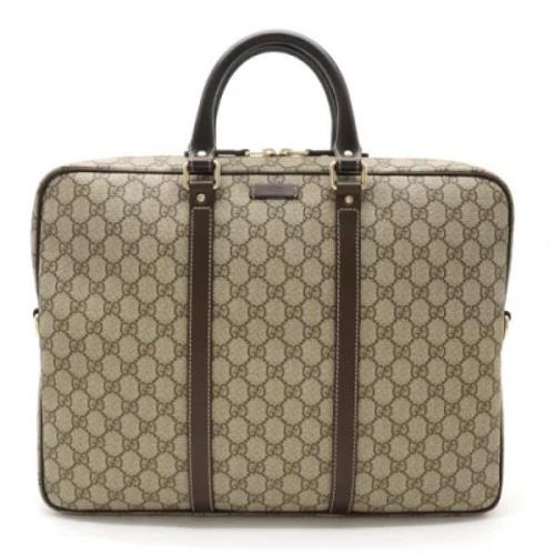 Pre-owned Canvas briefcases Gucci Vintage , Beige , Heren