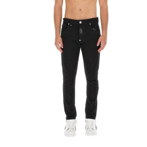 Italiaanse Slim-Fit Jeans voor Mannen Philipp Plein , Black , Heren